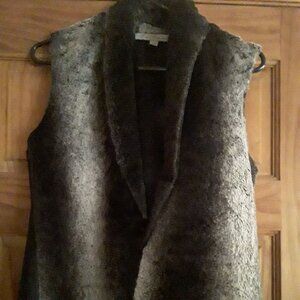Earl Rutenberg Vest Women SZ 2 Faux Fur Sleeveless Jacket Shirt Top SOFT EUC